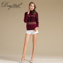 Semi-Usado Polo Roll Neck Striped Women Cashmere Sweater Para Oem E Odm